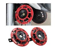 CGEAMDY Juego de 2 bocinas de coche de 12 V, sonido alto y bajo, con altavoz de plancha, bocina de coche, muy fuerte, tono alto y bajo, de metal, color rojo