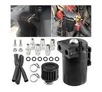 CGEAMDY Kit Universal Depósito Aceite, Tanque Aceite Con Filtro Aire Y Manguera, Aceite Captura Puede Respiradero Aire Del Tanque Filtro Deflector, Aleación De Aluminio Catch Can Reservior 300ml