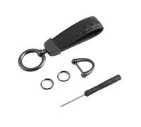 CGEAMDY Llavero De Cuero Tejido, Llavero De Cuero Genuino Para Coche Con Llaveros De Metal Antioxidante, Llavero Cuero Metálico Para Coche Con Anilla D Anti-Perdida, Accesorios Coche(Negro)