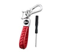 CGEAMDY Llavero Para Coche, Llaveros De Cuero Trenzado Para Coche, Llavero Anti-Pérdida Del Encanto Del Coche, Multicolor Personalizado Llave Accesorios Coches, Para Llaves De Moto(Rojo)