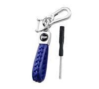 CGEAMDY Llavero Para Coche, Llaveros De Cuero Trenzado Para Coche, Llavero Anti-Pérdida Del Encanto Del Coche, Multicolor Personalizado Llave Accesorios Coches, Para Llaves De Moto(Azul)