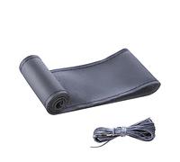 CGEAMDY Piel Cosida a Mano Funda Protectora Volante, Cubiertas del Volante de Bricolaje Hechas de Cuero Suave, Funda Cubierta de Volante Coche Bricolaje Cuero Artificial Agujas Hilo (Gris)