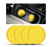 CGEAMDY Posavasos Coche Antideslizante de Silicona, 4 Piezas Posavasos para Coche inserción Antideslizante, Universal Coche PVC Titular la Taza Accesorios Interiores Silicona Posavasos(Amarillo)