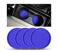 CGEAMDY Posavasos Coche Antideslizante de Silicona, 4 Piezas Posavasos para Coche inserción Antideslizante, Universal Coche PVC Titular la Taza Accesorios Interiores Silicona Posavasos(Azul Oscuro)