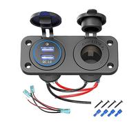 CGEAMDY QC 3.0 USB Power Outlet Panel 12V/24V, Multifuncional Cargador de Coche USB Dual, Interruptor Táctil, Accesorios Universales para Automóviles, para Motocicleta, Barco, Camión, Caravana