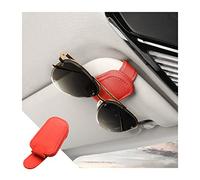 CGEAMDY Soporte de Gafas Sol para Coche, Clip de Gafas de Visera de Coche Universal, Portagafas Colgar de Cuero y Magnético, Clip de Tarjeta de Entrada Montaje de Anteojos para Visera (Rojo)