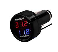 CGEAMDY Voltímetro Digital Para Coche Termómetro Dc 12v, 2 En 1 Termómetro Voltímetro Para Coche, 12v Termómetro Voltímetro Impermeable Vehículos, Para 12V-24V Coches Camiones(Rojo y Azul)