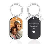 CGFN Llavero personalizado personalizado con imagen de foto a todo color grabado etiqueta de perro nombre llavero llavero regalo de amor, Negro , S