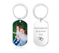 CGFN Llavero personalizado personalizado con imagen de foto a todo color grabado etiqueta de perro nombre llavero llavero regalo de amor, plata, S