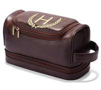 CGFN Regalos personalizados para hombres, bolsa de aseo grande de piel sintética personalizada para hombres con inicial, impermeable, bolsa de aseo colgante, viajes, Navidad, regalos de cumpleaños