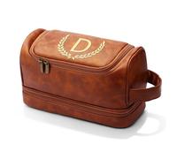 CGFN Regalos personalizados para hombres, bolsa de aseo grande de piel sintética personalizada para hombres con inicial, impermeable, bolsa de aseo colgante, viajes, Navidad, regalos de cumpleaños
