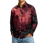 CGGMVCG Camisa de Halloween para hombre, manga larga, con estampado de calabaza, con botones, informal, cuello de solapa, para otoño, novedosa camisa de fiesta, A01 rojo, 4XL