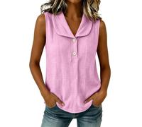 CGGMVCG Camiseta sin mangas para mujer, cuello en V, cuello de Peter Pan, casual, holgada, sin mangas, para verano, rosa, S