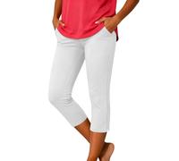 CGGMVCG Leggings cortos para mujer, de 3/4, para yoga, cómodos, de cintura alta, pantalones deportivos de tres cuartos, blanco, S