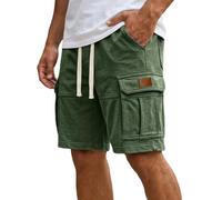 CGGMVCG Pantalones cortos tipo cargo para hombre, informales, elásticos, con cordón en la cintura, pantalones cortos de combate con múltiples bolsillos, para verano, trabajo, gimnasio, pantalones