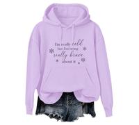 CGGMVCG Sudadera con capucha de manga larga con texto en inglés "I'm Cold But I'm Being Really Brave About It" para mujer, Morado (, XL