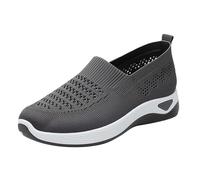 CGGMVCG Zapatos ortopédicos para Caminar para Mujer Transpirables Suaves con Soporte de Arco para Diabetes de Espuma Antideslizantes para Deportes, Gris Oscuro, 39 EU/Longitud del pie 25cm
