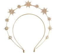 CGHABNJEQ Diadema barroca hexagonal de doble capa con accesorios para el cabello con tachuelas de diamante, diadema dorada, plateada y oro rosa