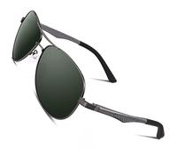 CGID GA61 Prima de aleación Al-Mg Pilot gafas de sol polarizadas UV400, bisagras de resorte duplicadas completas gafas de sol para Hombres Mujeres