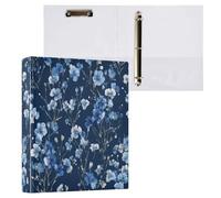 Cgiub Blue Flowers - Carpeta de 3 anillas de 3,8 cm con bolsillos y portapapeles, organizador de documentos A4, se adapta a 200 hojas para el hogar, oficina, escuela, 1 paquete