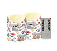 Cgiub Bonitas velas sin llama de koala con temporizador, 2 unidades, funciona con pilas, parpadeantes, sin llama, velas LED para decoración de hogar, boda, chimenea