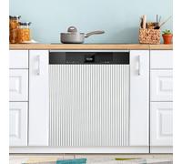 Cgiub Cubierta magnética de rayas grises y blancas para lavavajillas, imanes para lavavajillas, cubierta decorativa para refrigerador, electrodomésticos, decoración de panel, 58,42 x 66,04 cm