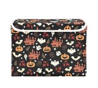 Cgiub Happy Halloween - Caja de almacenamiento con tapa y asas, plegable, de tela, organizador de armario, cesta grande para ropa de juguete, para el hogar, dormitorio, estantes, oficina