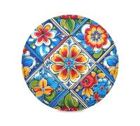 Cgiub Juego de 4 manteles individuales redondos de 39 x 39 cm, azulejos de cerámica mexicana, resistentes al calor, antideslizantes, lavables, decorativos, para cocina, mesa de comedor, fiestas de