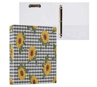 Cgiub Sunflowers Buffalo - Carpeta de 3 anillas de 3,8 cm con bolsillos y portapapeles, organizador de documentos A4, se adapta a 200 hojas para el hogar, oficina, escuela, 1 paquete