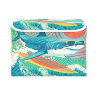 Cgiub Surfing Shark - Caja de almacenamiento con tapa y asas, plegable, de tela, organizador de armario, cesta grande para ropa, hogar, dormitorio, estantes, oficina