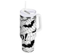 Cgiub Vaso de 40 onzas con popote y tapa, botella de agua de acero inoxidable aislada al vacío, taza de viaje con asa, taza de café helado a prueba de fugas, mantiene las bebidas calientes y frías