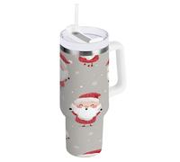 Cgiub Vaso de 40 onzas con popote y tapa, botella de agua de acero inoxidable aislada al vacío, taza de viaje con asa, taza de café helado a prueba de fugas, mantiene las bebidas calientes y frías