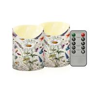 Cgiub Velas sin llama de flores coloridas con temporizador, 2 unidades, funciona con pilas, parpadeantes, sin llama, velas LED para decoración de vacaciones, hogar, boda, chimenea