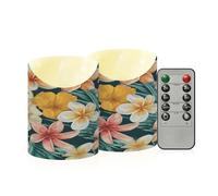Cgiub Velas sin llama de flores coloridas con temporizador, 2 unidades, funciona con pilas, parpadeantes, sin llama, velas LED para decoración de vacaciones, hogar, boda, chimenea