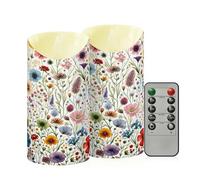 Cgiub Velas sin llama de flores coloridas con temporizador, 2 unidades, funciona con pilas, parpadeantes, sin llama, velas LED para decoración de vacaciones, hogar, boda, chimenea