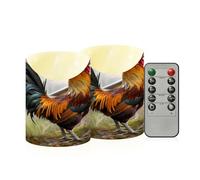 Cgiub Velas sin llama de gallo con temporizador, 2 unidades, funciona con pilas, parpadeantes, sin llama, velas LED para decoración de hogar, boda, chimenea