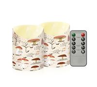 Cgiub Velas sin llama de hongos de pollo con temporizador, 2 unidades, funciona con pilas, parpadeantes, sin llama, velas LED para decoración de hogar, boda, chimenea
