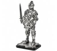 CGJcgjhHU Figura Caballero Medieval de Resina Armadura Plata Decoración,B | Guerrero 18 cm pintado a mano con armas y escudos para escritorio estantería librería salón despacho y coleccionistas