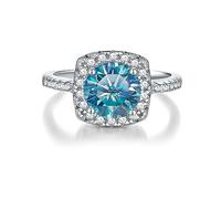 CGJseFH Anillos de Diamantes, Anillos de moissanita 2 Quilates, Color D VVS1, Anillos Diamantes Plata Ley 925, Boda, Promesa Aniversario, Compromiso for Mujeres con Certificado(Dark Blue,9)