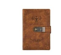 CGJseFH cuaderno, Cuaderno de 200 páginas, libro contraseña Retro con diario candado, contabilidad mano creativo engrosado, Bloc notas for estudiantes, cuaderno papelería(Brown)
