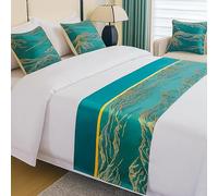 CGJseFH cubrecama, Juego De Caminos Cama, for Queen Size, Bufanda Decorativa Verde for Ropa, Bufandas for Los Extremos La Y Almohadas A for Hoteles Hogares(A Green,45 * 45cm(with Filler))