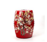 CGJseFH Taburete de cerámica con Forma de Tambor, Nuevo Taburete de Tambor Chino for el hogar, Taburete cerámica for Sala Estar, Redondo for jardín, Vintage, for Dormitorio(Red)