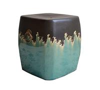 CGJseFH Taburete de cerámica con Forma de Tambor, Taburete de Tambor cerámica, Taburete Cuadrado for Zapatos, Adornos Decorativos, Muelle Bordado Retro(Green)