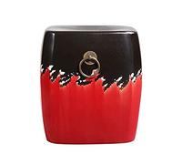 CGJseFH Taburete de cerámica con Forma de Tambor, Taburete de Tambor cerámica, Taburete Cuadrado for Zapatos, Adornos Decorativos, Muelle Bordado Retro(Red)