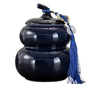 CGJseFH urna para Mascotas, Urna funeraria de cerámica Mediana for Cenizas humanas o Mascotas, urnas cremación Creativas con Forma Calabaza, urna for(Dark Blue)
