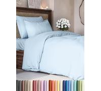 CGK Unlimited Juego de Funda nórdica Azul Claro 3 Piezas 155x220cm - Funda de edredón Microfibra poliéster, 2 Fundas de Almohada 80x80cm - Lavable a máquina, Cierre de Cremallera y Lazos de sujeción