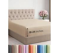 CGK Unlimited Sábana Bajera Ajustable con Bolsillo extraprofundo - Solo sábana Bajera Individual - Sábana Bajera tamaño King con Bolsillos extraprofundos - Se Adapta a colchones de 18 a 24 Pulgadas