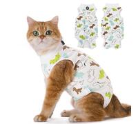 CGLRybO Traje de recuperación profesional para gatos para heridas abdominales o enfermedades de la piel, traje de pijama (patrón de dinosaurio, M)