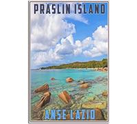 cgltd Imprimir en lienzo Póster de viaje Vintage de la isla de Seychelles Praslin, pinturas decorativas en lienzo, decoración del hogar, sala de pintura Sin marco 30x45cm