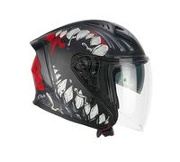 CGM 127X DEEP FREAKER Abatibles Jet Casco Negro Rojo Mate
